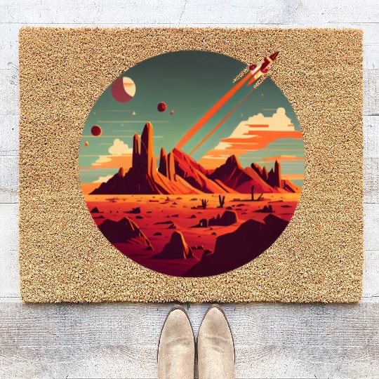 Vintage Space Science Mars Fiction Geek Solar Coir Doormats