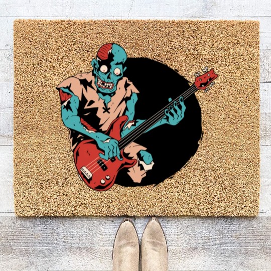 Zombie guitar player bass Zombie guitar player bas Coir Doormats