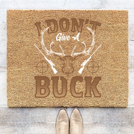 I Don't Give A Buck Deer Hunting Stag Coir Doormats