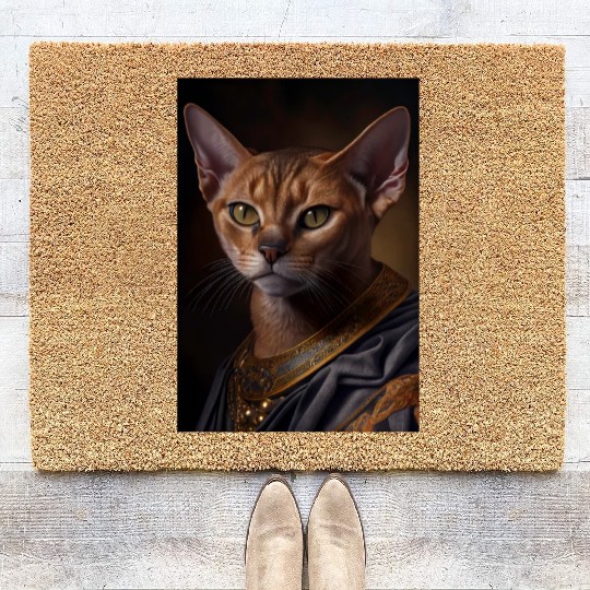 Abyssinian King Cat Breed Portrait Royal Renaissa Coir Doormats