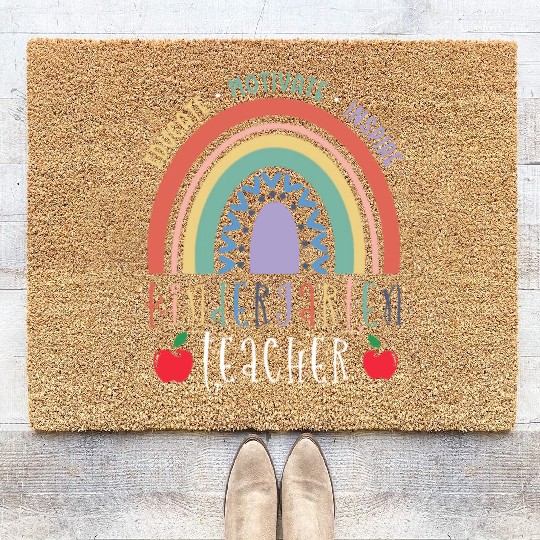 Educate Motivate Inspire Kindergarten Teacher Coir Doormats