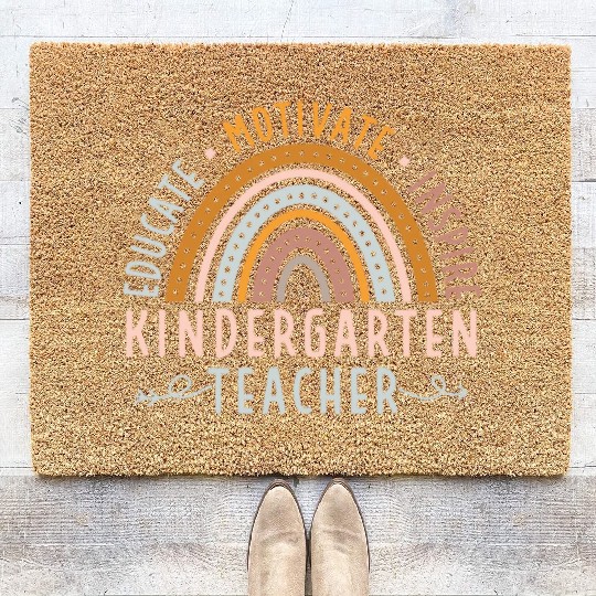 Educate Motivate Inspire Kindergarten Teacher Coir Doormats