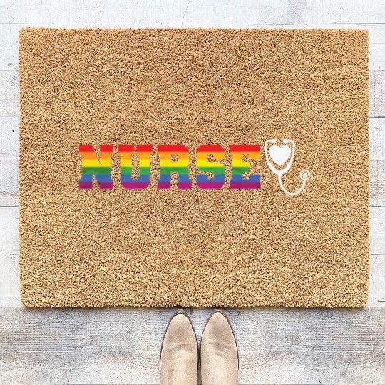 Nurse LGBT Rainbow Colors Pride Coir Doormats