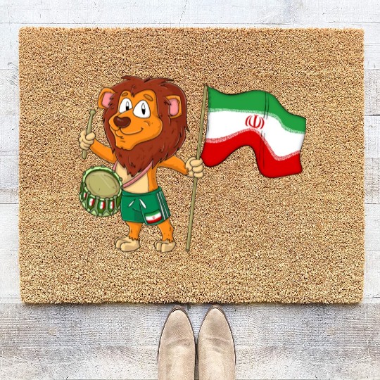 Lion with the Iran flag Coir Doormats