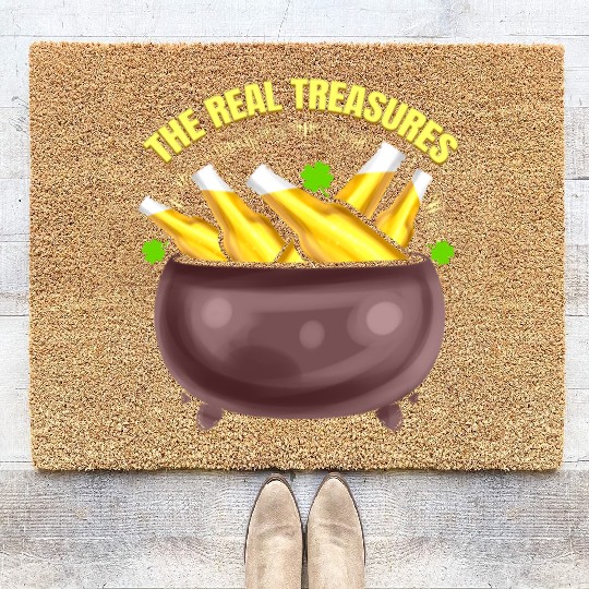 Beer Is The Real Treasure Pot Of Gold On St Coir Doormats
