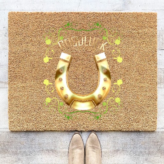 Good Luck With A Golden Horseshoe For Irish St Coir Doormats