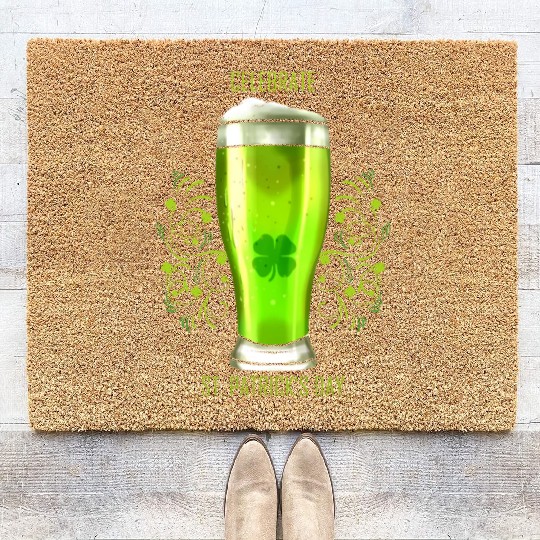 Glass Of Green Beer To Celebrate St Patricks Day Coir Doormats