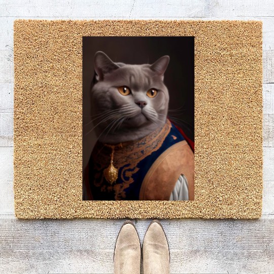 British Shorthair Cat Breed Portrait Royal Renaiss Coir Doormats