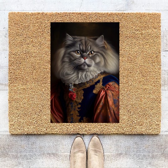 British Longhair King Cat Breed Portrait Royal Ren Coir Doormats