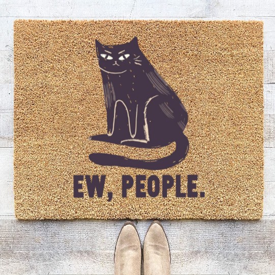 Ew People - Funny Black Cat Lovers Coir Doormats