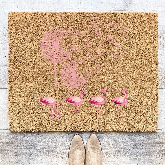 Flower Dandelion Tropical Bird Pink Flamingo Coir Doormats