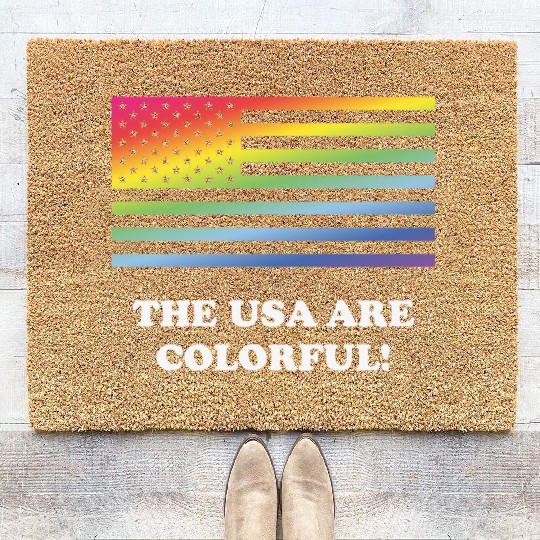 The USA Are Colorful! (Stars And Stripes) Coir Doormats