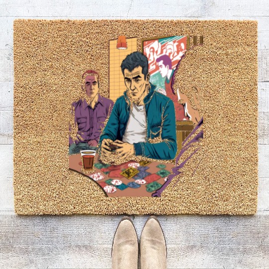 Cool Poker Fans Retro Comic Style Poker Player Coir Doormats