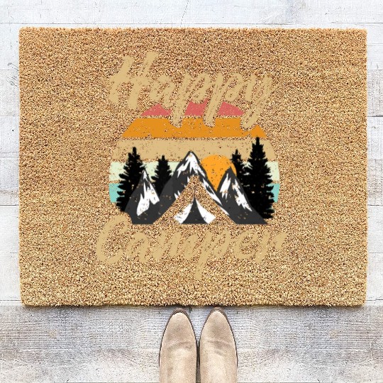 Funny Camping Hiking Lover Present Happy Camper Gi Coir Doormats