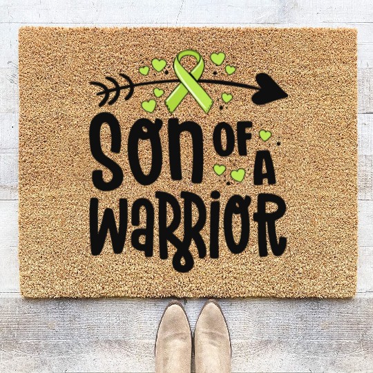 Son Of A Warrior Lymphoma Cancer Awareness Family Coir Doormats