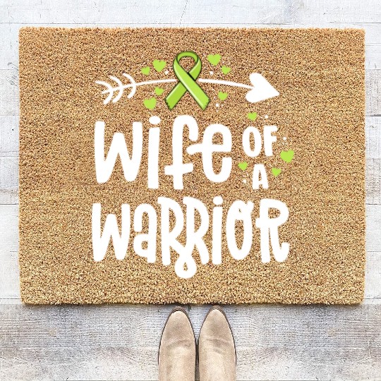 Wife Of A Warrior Lymphoma Cancer Awareness Coir Doormats