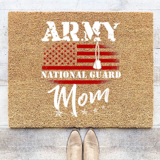 Proud Army National Guard Mom US Flag Tees US Mili Coir Doormats