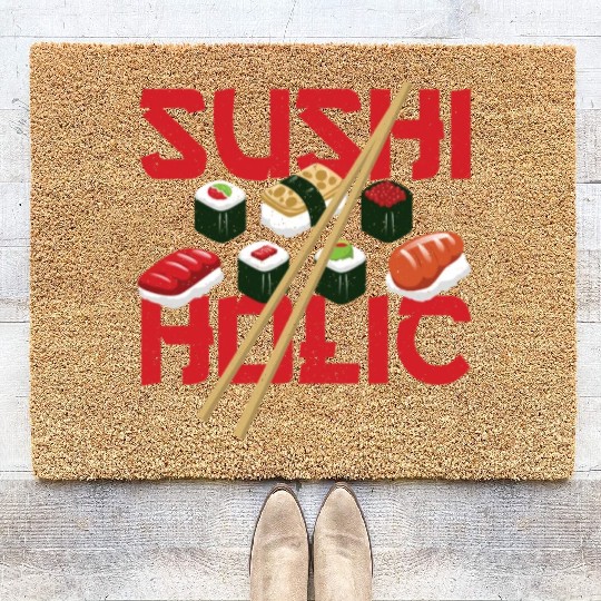 Sushiholic Sushi Rolls Rice and Fish Coir Doormats