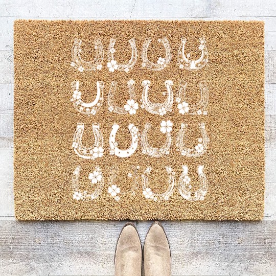 Horse Shamrock Horseshoe Patrick s Day Leaf Lucky Coir Doormats