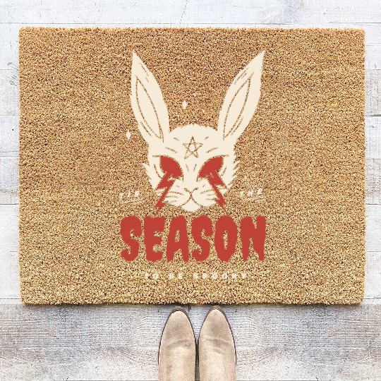 Spooky season scary bunny Spooky season scary bunn Coir Doormats