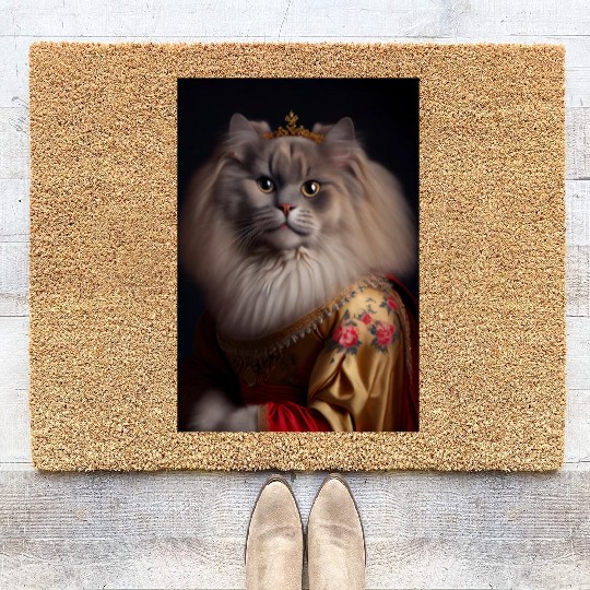 British Longhair Queen Cat Breed Portrait Royal Re Coir Doormats