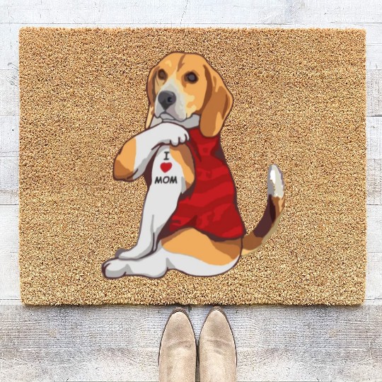 I Love Mom | Dogs Tattoo Coir Doormats