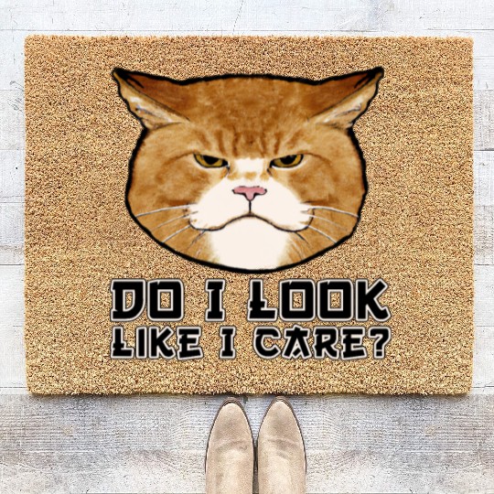 Mad Cat Do I Look Like I Care Japan Style Kitty Coir Doormats