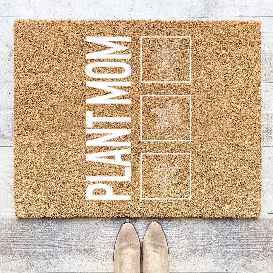 Plant Mom, Garden Plant Gardening Lover Botanist Coir Doormats