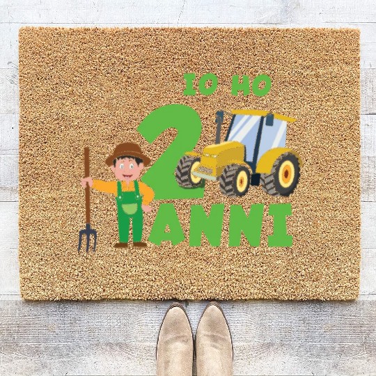 Already 2 Years Old Truck Farm Kid Farmer Tractor Coir Doormats
