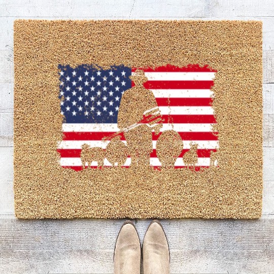 American Flag Patriotic Farmer Farming USA Coir Doormats