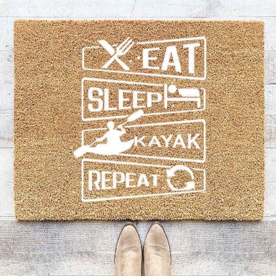 Eat Sleep Repeat Kayak Paddling Canoe Watersports Coir Doormats