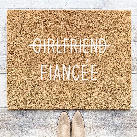 Girlfriend Fiancee Couple Engagement Engaged Coir Doormats