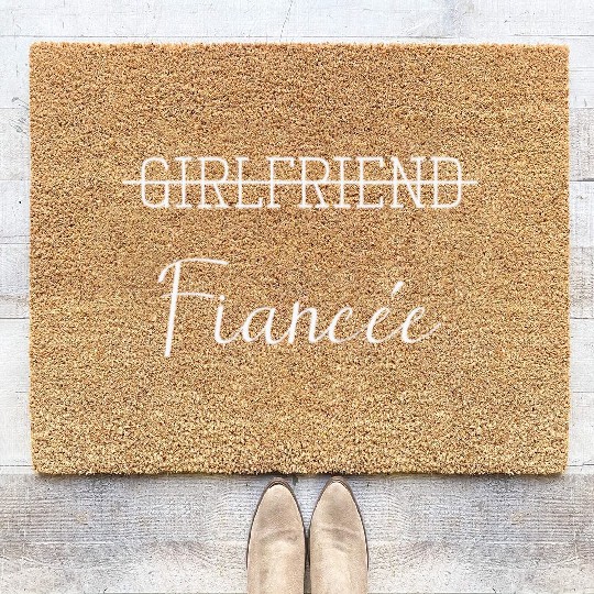 Girlfriend Fiancee Couple Engagement Engaged Coir Doormats