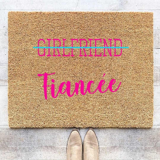 Girlfriend Fiancee Couple Engagement Engaged Coir Doormats