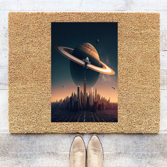 Solar system planet Saturn galaxy Coir Doormats