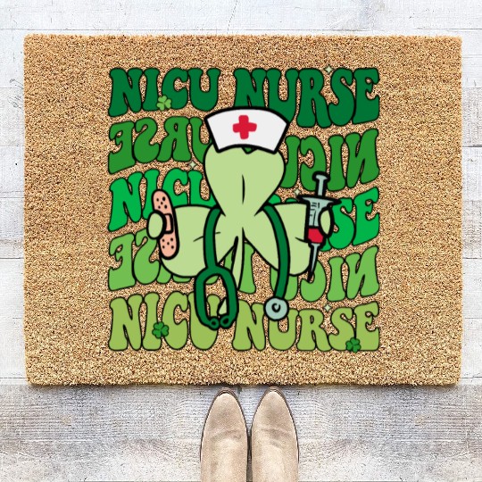 Groovy NICU Nurse Funny St Patrick's Day Coir Doormats