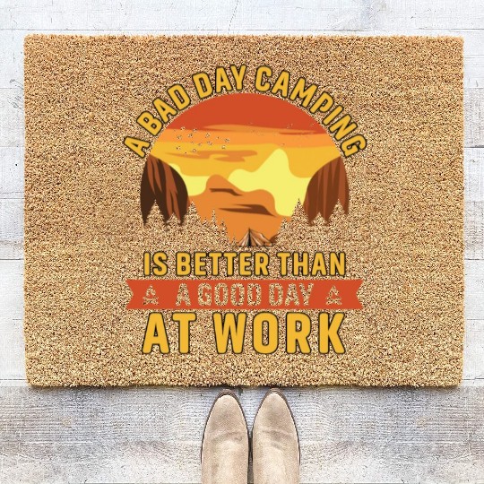 Bad day camping is better than a good day at work Coir Doormats