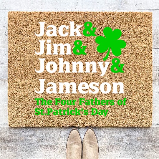 Jack Jim Johnny Jameson Father of St Patrick Day Coir Doormats