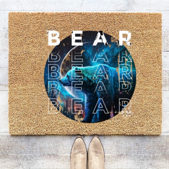 Midnight Roar: A Bear's Lunar Adventure Coir Doormats