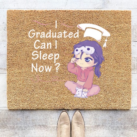 I Graduated Can I Sleep Now Sleepy Anime Chibi Cut Coir Doormats