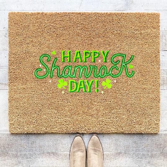 Funny St Patrick's Day Happy Shamrock Day Coir Doormats