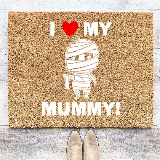 Kids Cute I Love My Mummy Funny Halloween graphic Coir Doormats