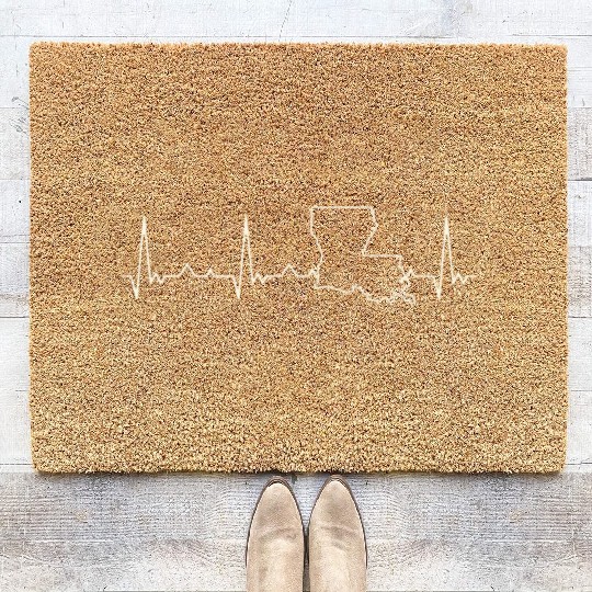 Loisiana State USA. Heart. Love. EKG. Pulse. Beat. Coir Doormats