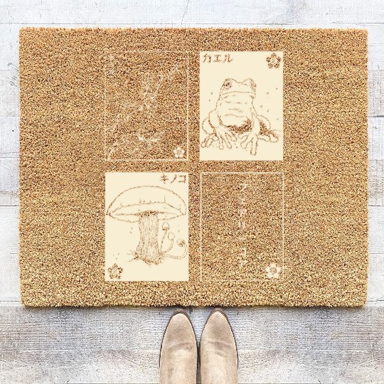 Cottagecore Tarot Cards Fungi Frog Goblincore Coir Doormats