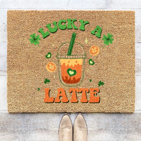 Lucky A Latte Funny St Patrick's Day Coir Doormats