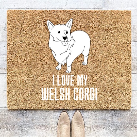I Love My Welsh Corgi Coir Doormats