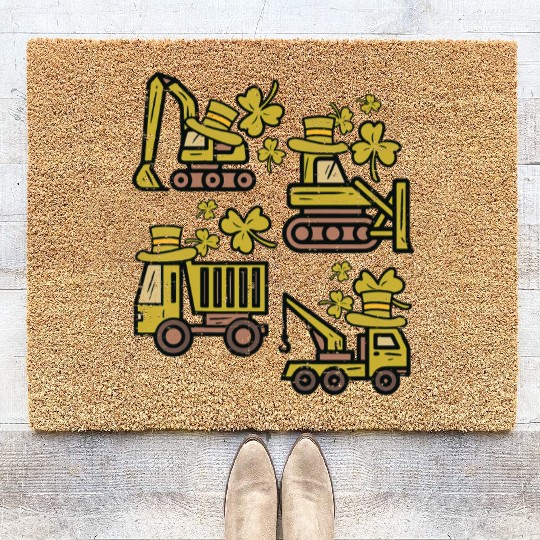 Kids Irish Construction Truck Crane Toddler Boys S Coir Doormats