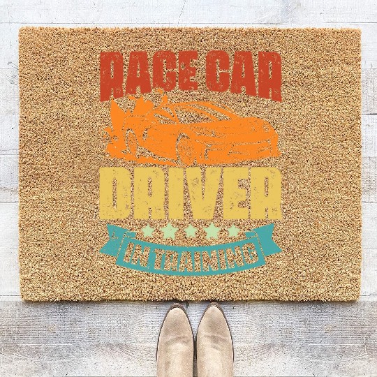 Vintage Race Car Driver In Training An Automotive Coir Doormats