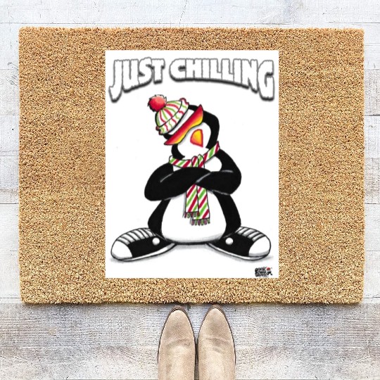Just Chilling Penguin by Black Sheep Graphix Coir Doormats