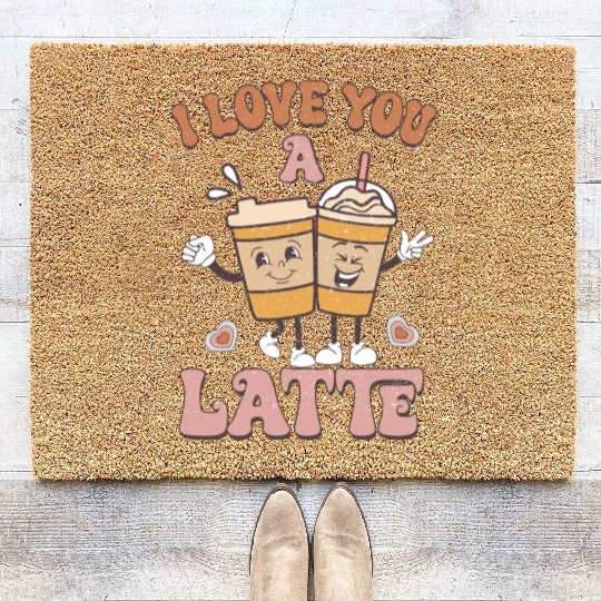 I Love You A Latte Retro Valentines Coir Doormats